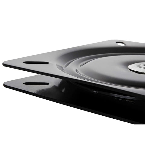 Kickass Heavy Duty 8 Inch Bar Stool Swivel Plates Replacement Built Like A Tank For Smooth 360 Rotation And 500 Lb Capacity On Kitchen Counters Zero Rust Or Wobble Ever, close-up of coated steel mounting plate.