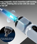 Mini Cordless Electric Screwdriver Set With Precision Bits, 250 RPM Motor, And Bright LED Light with self-locking magnetic chuck.