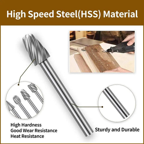 Wood Carving And Router Bits Set With Carbide Engraving Bits For Dremel Compatible Rotary Tools One Eighth Inch Shank HSS material