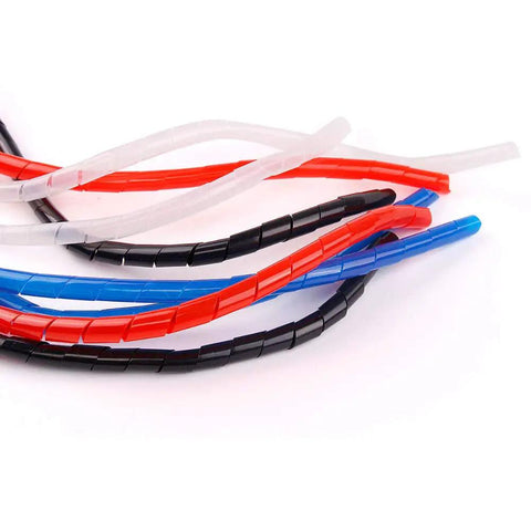 Black 6mm Spiral Cable Protector Wrap 10M Sleeving Kit in various colors for PC TV Home Theater Desk Cables Management