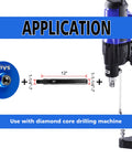 Rock Solid 12 Inch Extension Adapter For Diamond Core Drill Bits With 1 1 4 By 7 Thread Rig Ready Coupler next to a drilling machine.