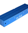 Fence Alignment Tool With Magnetic Stackable Bars for Quick Table Saw Fence Setup, showing blue bars with measurement markings.