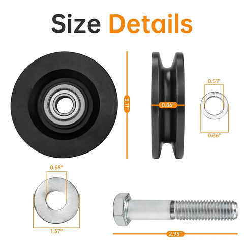Carriage Wheel Kit Replacement For TranzSporter TP250 TP400 Ladder Hoist detail with dimensions and components view