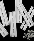 Beefy Durable Aluminum DIN Rails Top Hat Slotted 6 Inch Length With 7.5 mm Height And 35 mm Width Set Of 10 Includes 20 MXUDIN100 Screws
