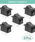 Five Pack On Off Boat Rocker Switches, 2 Pin 2 Position Snap In Marine Electrical Switches displayed in quantity of five.