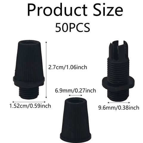 Dimensions of 50 Pairs Plastic Pendant Lighting Strain Reliefs for Lamps and Fixtures M10 Cable Glands Cord Grips