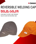 Reversible Welding Cap 6 Panel 100 Percent Cotton Solid Grey And Orange Medium Crown Size Seven And A Half Soft Brim Welders Hat