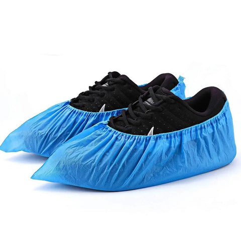 Non Slip Disposable Shoe Covers 100 Pack 50 Pairs 15.7 Inch Hygienic Waterproof Foot Booties Indoor Use Recyclable CPE Material Fits Most Shoes Up To US Men 11 And Women 12.5 Stretchable One Size