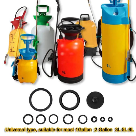 11 Piece Sprayer Seal Ring Set With Rubber Base Pad Universal Gasket Kit For Most 3L 5L 8L Sprayers And 1 Gallon 2 Gallon Systems Irrigation Accessories Durable Rubber Seals 1 Pack, black rings