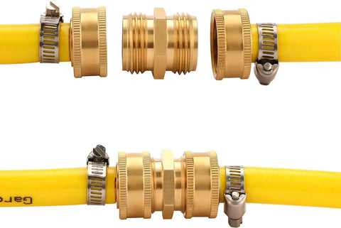 Pro Grade Brass Garden Hose Quick Connectors 3/4 Inch Double Male Adapters Two Pack Durable Hose To Hose Fittings
