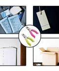 Soft Grip Hole Punch Set with two handy mini punches for scrapbooks, office projects, and DIY crafts, shown with punched paper examples.