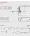 Mechanical specification diagram for Top Shelf 120W Ups Switching Power Supply 24V Lithium Battery Charger 27.6V Output.