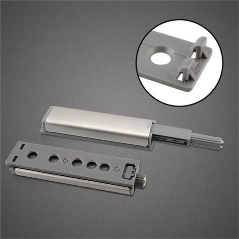Easy Install Magnetic Push Open Cabinet Door Latch Set In Stainless Steel showing latch mechanism and component details