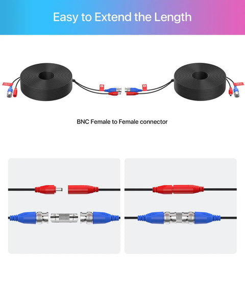 4 Pack 100 Foot BNC Video Power Cables For CCTV Security Cameras And DVR Systems with connectors and cable spools