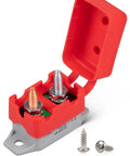 30 Amp Auto Reset Circuit Breaker With Cover For DC 12V-24V Systems Nylon Insulated Anti Rust Stud Terminals Easy Reusable Overload Protection For Automotive Truck Camper RV And Solar Battery Chargers red cover open