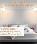 Triangle Corner Light With Switch, Plug In Ceiling Lamp For Dark Corners installed in bedroom, white acrylic, space-saving design