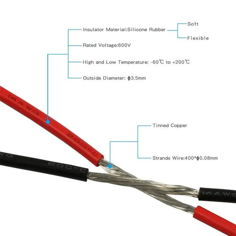 14 Gauge Silicone Wire Spool Dual Conductor Red And Black 40 Ft Each Super Flexible Stranded Tinned Copper Wire For RC Electronics Auto Projects