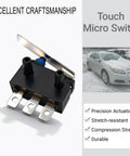 Two Pack Micro Switches For Chevy Malibu Shifter D2HW-BL251H with durable plastic housing on display
