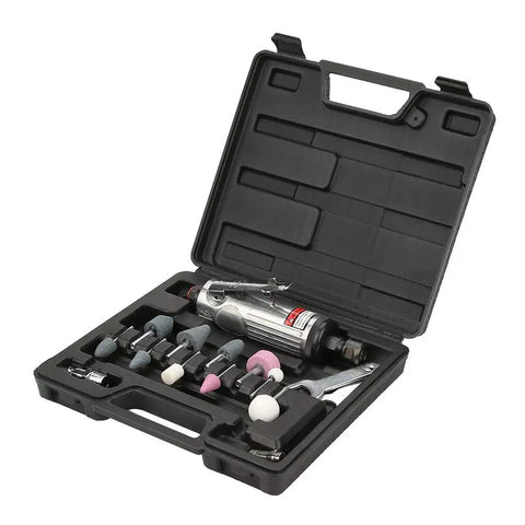 No Nonsense Pneumatic Air Sander Kit Lightweight Metal Polisher Grinder With Comfort Grip For Silent Running, tools in case