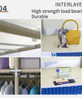 Kick Clutter To The Curb With This Spacious Metal Wardrobe Closet Featuring Three Heavy Duty Hanging Rods Three Secure Shelves Two Side Pockets And Completely Hassle Free Assembly, displaying durable steel poles and organized storage.