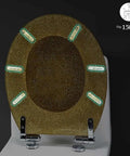Slick Glitter Toilet Seat Soft Close Rounded Molded Resin Cover showing glitter finish and soft close hinges.