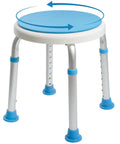 Swivel Shower Stool With Tool Free Assembly, Adjustable Legs, Anti Slip Rubber Tips, Round Base For Small Tubs, Stable Bench Seat
