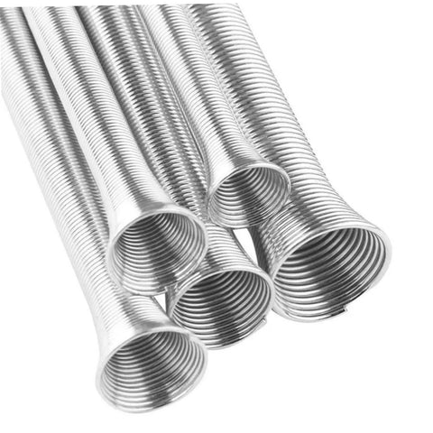 Durable 10 Piece Spring Tubing Bender Set For Plumbing And Electrical Projects, showcasing silver metal tubing for precise bending.