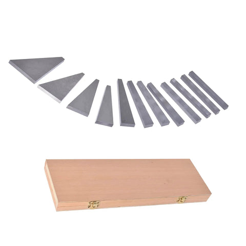 12 Piece Angle Gauge Block Set For Pro Grade Precision Machining 0.25 Inch Thick Hardened Steel Angles With Wooden Box