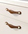 Leather Drawer Pulls 5 Pack, 5 Inch 128mm Leather Handles Knobs For Cabinets Drawers Dressers And Bathroom installed on white cabinet