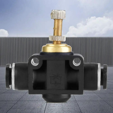 Tough T Shape Pneumatic Fitting With Adjustable Pressure Regulator Valve Quick Connect Tube Adapter For 4mm Air Hose No Sweat Tool Free Snap Fit Hookup Heavy Duty Copper And Plastic Build