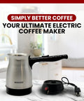Portable Electric Turkish Coffee Pot With Foldable Stainless Steel Design Makes Up To Five Cups Ideal For Arabic Turkish Coffee