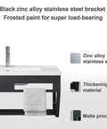 Black zinc alloy stainless steel bracket for wall mounted bathroom sink, sturdy design, suitable for corner vanity use.
