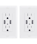 Two Pack USB Wall Outlet With 4.8A Dual USB Ports For Fast Charging 15 Amp Tamper Resistant Duplex Receptacle UL Listed