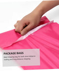 Hand peeling seal on Pink Thickened Waterproof Packaging Bags 17x30cm 100 Pack Tear Resistant Self Seal Poly Mailers