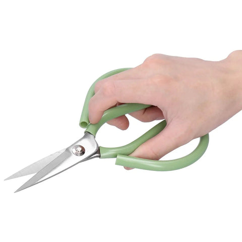 Hand holding Heavy Duty 7.9 Inch Fabric Cutting Scissors with ABS handle, showing steel blades
