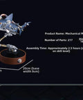 Steampunk Mutant Shark Metal Model Kit With 217 Pieces 3D DIY Puzzle Built in Brass Copper Alloy on display stand