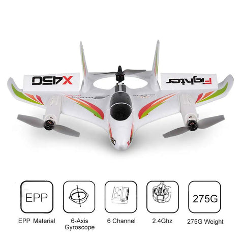 Pro Level RC Airplane For Adults, 2.4G 6CH Glider With 3 Flight Modes, One-Key Takeoff And Landing, LED Lights, front view