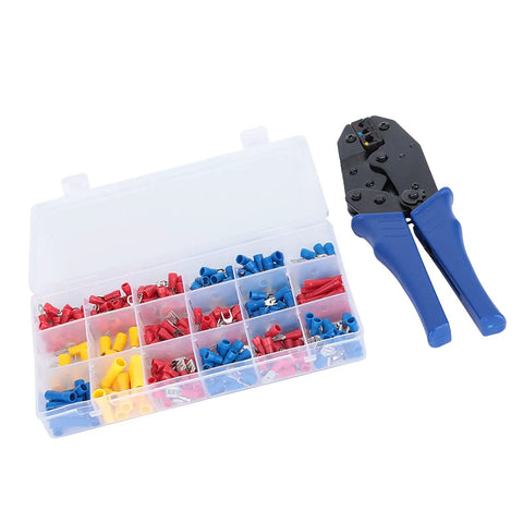 Check Out This Fresh 300 Piece Insulated Wire Connector Terminal Kit Set Featuring Snazzy Tin Plated Heads With Slick Electrical Conductivity And Super Flame Retardant PVC In Three Rad Colors For Safer Flexible Cable Connections And Easy Color kit with crimping pliers