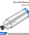5.5Kw metal engraving spindle motor with 4 ball bearings for water cooled CNC milling machines, featuring durable design.