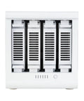 Front view of Killer 4 Bay External Storage Enclosure With Real Hot Swap Tech For 3.5 And 2.5 Inch Drives with latching door.