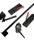 Heavy Duty Woodturning And Carving Tool Sharpening Jig For 6 Inch To 8 Inch Bench Grinders showing black metal components and red handles.