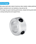 Beefy Aluminum Shaft Collar Set 10mm And Three Eighths Inch Bore Set Screw Clamping Collars Silver, single collar front view