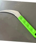Single sickle from Two Piece Manual Weeding Sickle Tool Set For Quick Garden Clearing And Harvesting, green handle, steel blade