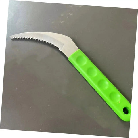 Single sickle from Two Piece Manual Weeding Sickle Tool Set For Quick Garden Clearing And Harvesting, green handle, steel blade