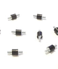 Anti Vibration Isolators Pack Of Eight For Equipment Mounts, 3/4 Inch Diameter By 3/4 Inch Height, 5/16-18 By 5/8 Inch Male Studs On Each End, Heavy Duty Rubber Mounts For Quiet, Smooth Operation, shown with studs