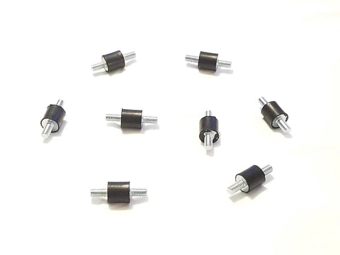 Anti Vibration Isolators Pack Of Eight For Equipment Mounts, 3/4 Inch Diameter By 3/4 Inch Height, 5/16-18 By 5/8 Inch Male Studs On Each End, Heavy Duty Rubber Mounts For Quiet, Smooth Operation, shown with studs