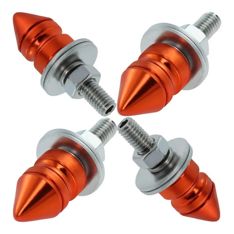 Spike License Plate Bolt Kit Aluminum Alloy Decorative Screws And Frame Fasteners For Cars And Motorcycles Orange 4 Pcs Dope Vehicle Accessory To Upgrade Your Ride And Stand Out On The Road