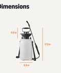 1.3 Gallon Garden Sprayer With Extension Wand For Yard Work, Flower Beds, And Plants showing dimensions and translucent tank