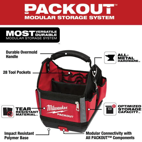 Tough As Nails 10 Inch Packout Storage Tote Rock Solid Tool Organizer With 28 Deep Compartments And Ballistic Nylon Armor for tools with 28 pockets.