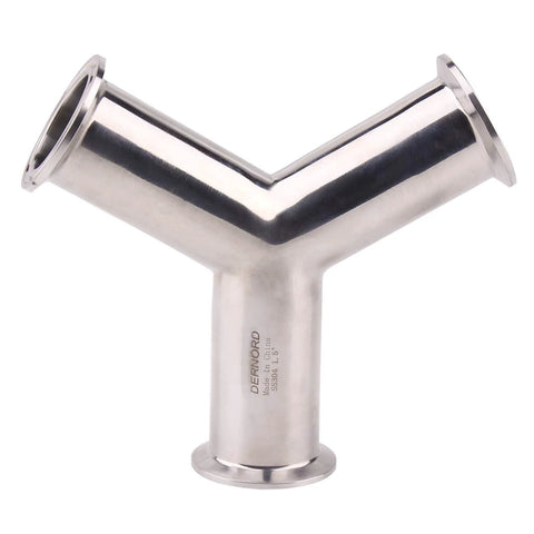 DERNORD stainless steel tri-clamp Y-fitting, true Y, 1.5-inch pipe OD, 304 SS